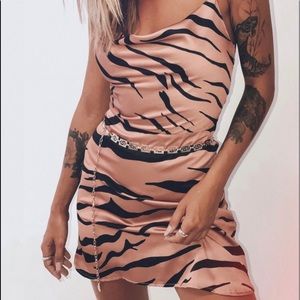 Pink zebra- princess Polly “silk” slip dress.  New